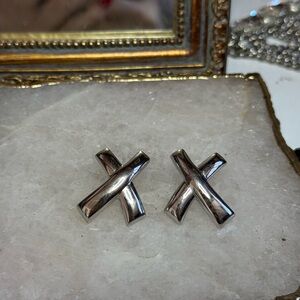 Silver X-Shaped Earrings